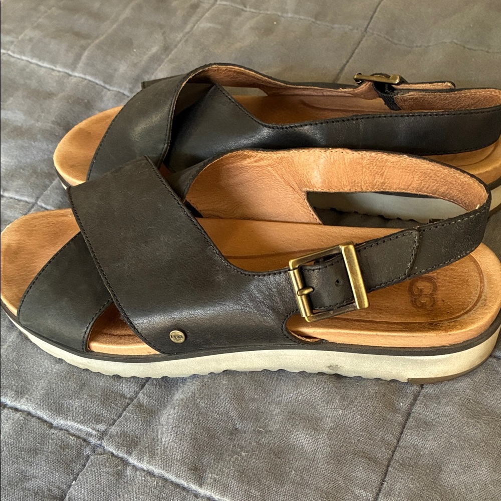 Ugg Black & Tan Women's Sandals, Size 8 - Picture 6 of 6